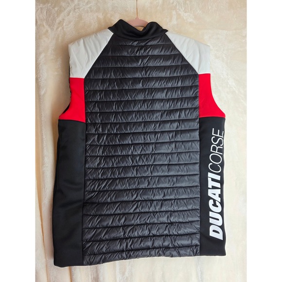 Ducati Corse Puffer Vest Men's XL Black White Red Zip Up Sleeveless Jacket - Picture 7 of 11